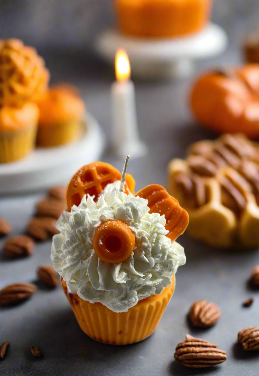 Pumpkin Pecan Waffles Candle Cupcake