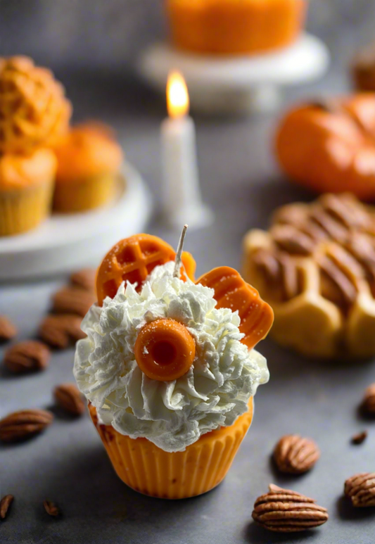 Pumpkin Pecan Waffles Candle Cupcake